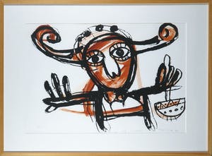 Toyin Loye - Hand bewerkte zeefdruk, Dance of ancestors - Ingelijst kopen? Bied vanaf 70!