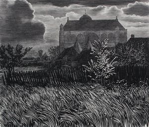 Dirk van Gelder - Houtgravure: Veere - 1953 kopen? Bied vanaf 49!