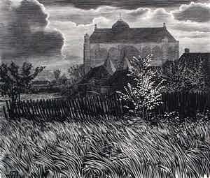 Dirk van Gelder - Houtgravure: Veere - 1953 verkocht voor € 49!