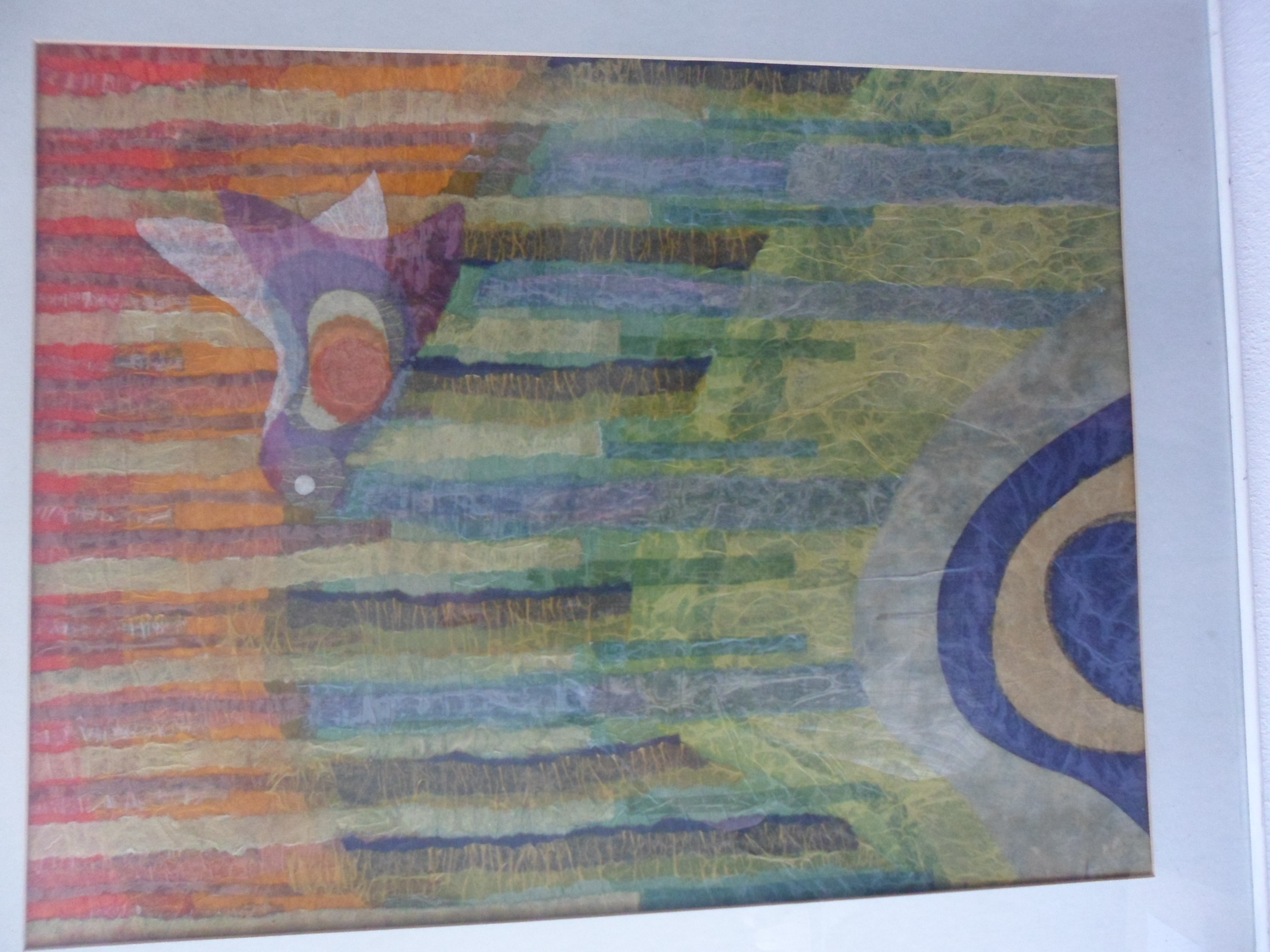 Batavus Westerhuis - Compositie: gemende techniek op papier: Titel Bos met vijver en vogel. kopen? Bied vanaf 20!