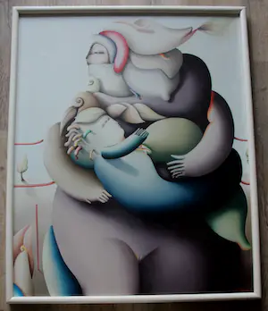 Jörg Remé - Olieverf op doek: Moeder en kind - 1975(groot!) kopen? Bied vanaf 799!