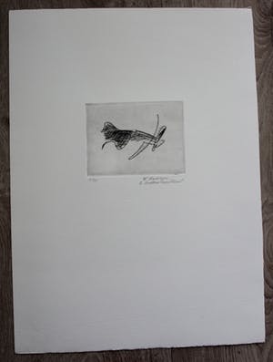Willem Hussem - Abstracte compositie, droge naald ets - 1982 kopen? Bied vanaf 50!