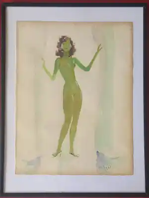 AcheterJean-Gabriel Domergue - Nu aux rideaux? Enchérissez de 100!