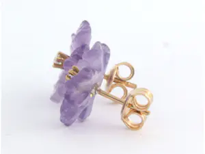 18k rose gouden oorknoppen met amethist en diamant 0.08 ct - F/G - VS/SI kopen? Bied vanaf 180!