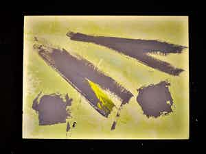 Jan Sierhuis - Bijzonder! jaren 70 abstracte compositie in plakaatverf - met kopie verkocht voor € 10!