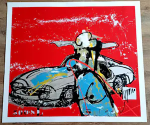 Herman Brood - grote zeefdruk: Mercedes 300 SL kopen? Bied vanaf 799!