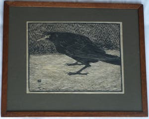 Jan Mankes - Ingelijste houtsnede , ‘Schreeuwende kraai’ – handgesigneerd - 1918 kopen? Bied vanaf 1!