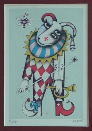 Jakub Krejci - Litho , Nar met trompet – 1986 kopen? Bied vanaf 20!