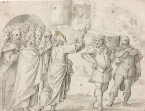 Niet of onleesbaar gesigneerd - Inkttekening, Christ réveillant le jeune de Naïn - Ingelijst kopen? Bied vanaf 1!