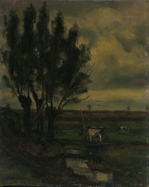 Pieter Haan - Olieverf op board, lot van vier boslandschappen kopen? Bied vanaf 1!