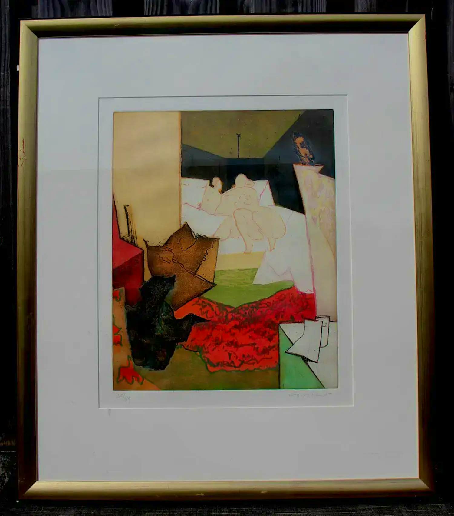 AcheterConstant - Ingelijste kleuren ets/aquatint: Plaisir et tristesse de l’amour nr. 3 - 1979? Enchérissez de 1250!