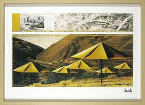 Christo - Handgesigneerd exemplaar The Umbrella's - Ingelijst verkocht voor € 1!