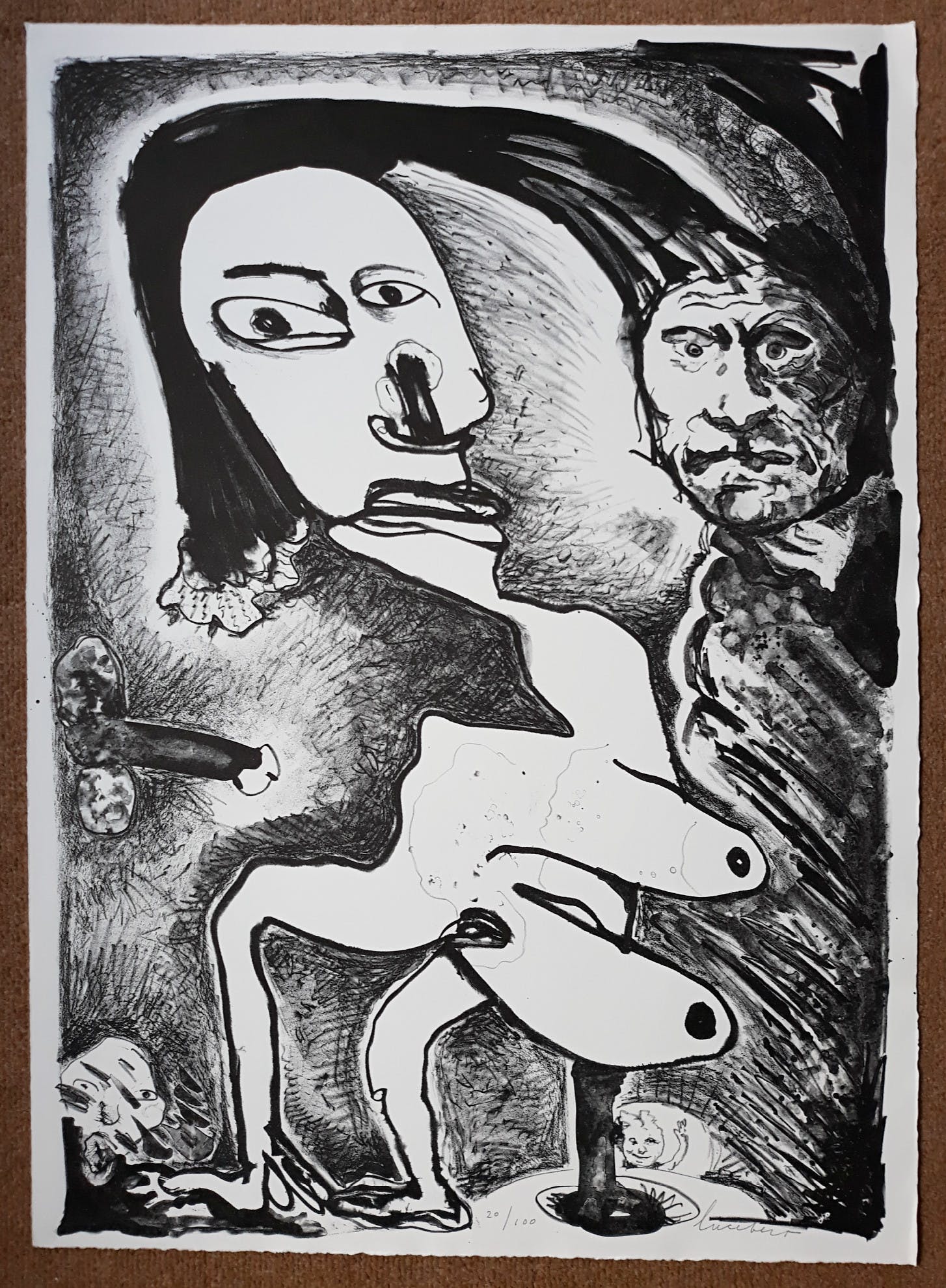 Lucebert - Naakte vrouw en voyeur, litho kopen? Bied vanaf 195!