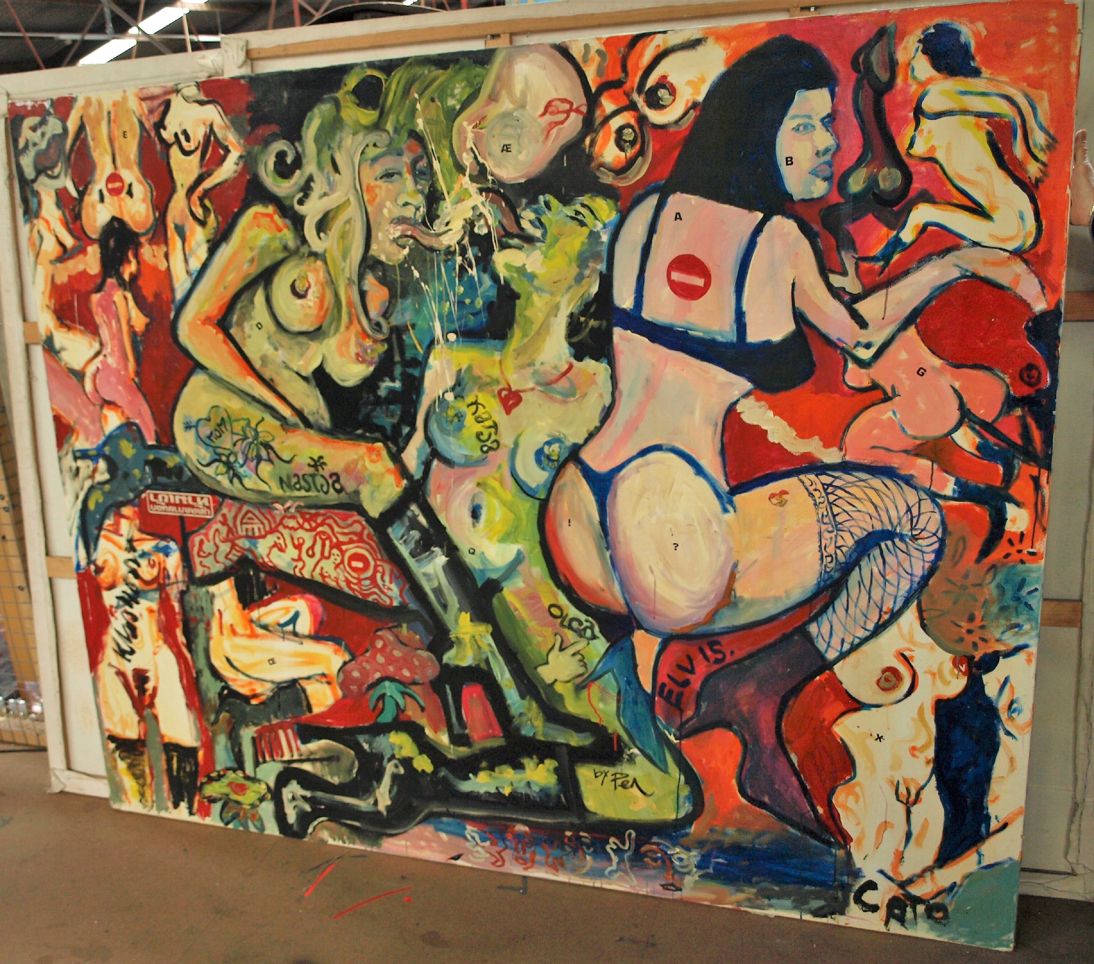 Peter Klashorst - Acrylverf op doek – “Billen” – Zeer GROOT - ca. 1995 kopen? Bied vanaf 1!