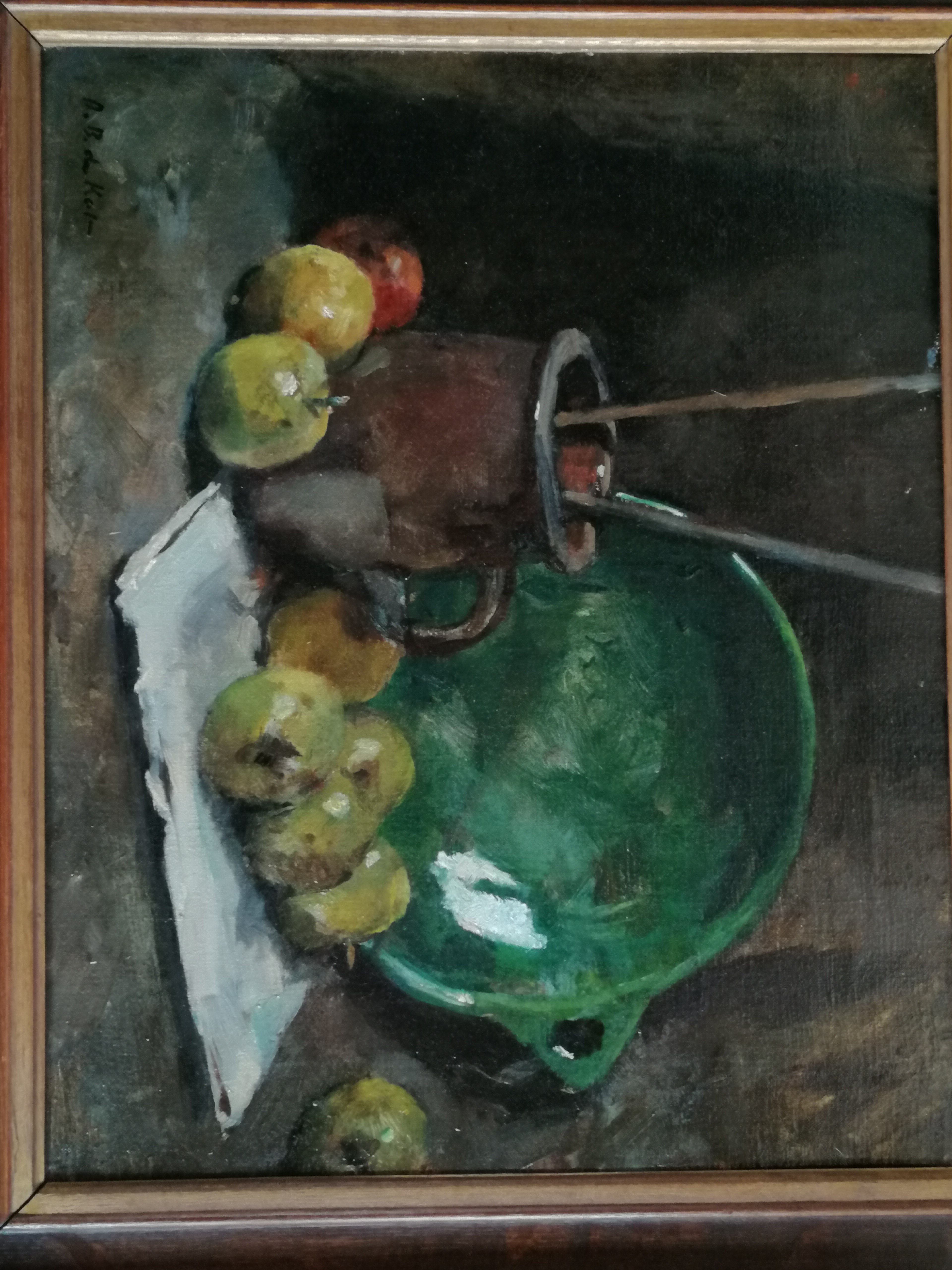 Otto B. de Kat - Stilleven met appels, bruine kan en groene schaal kopen? Bied vanaf 450!