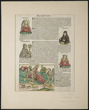 Michael Wolgemut - Wiegendruk en houtsnede, Das sechst alter / Pagina uit de Kroniek van Neurenberg kopen? Bied vanaf 80!