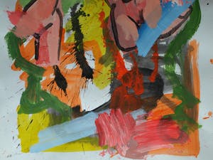 Peter Klashorst - Acrylverf op papier , Abstracte naakten in abstract landschap – 70 x 50 cm. kopen? Bied vanaf 1!