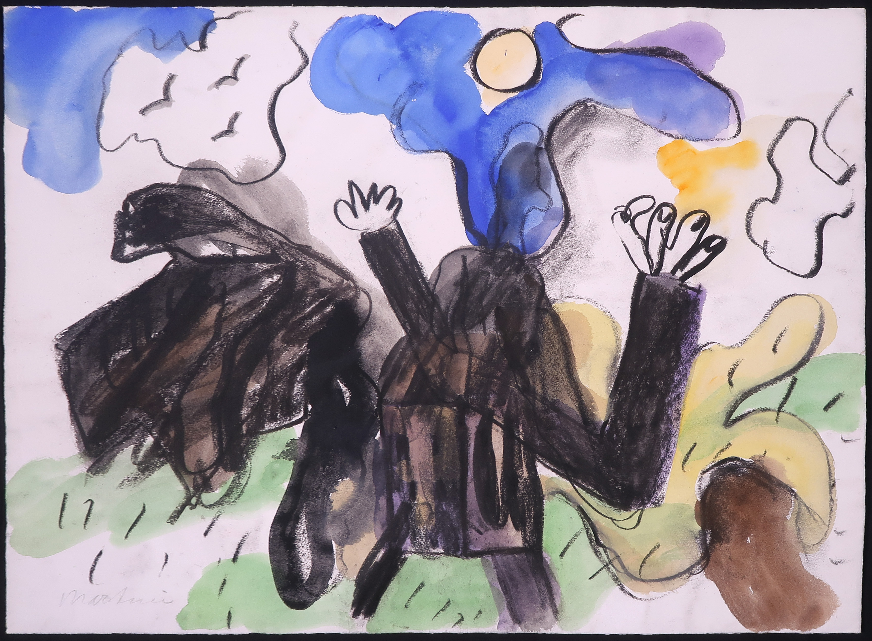 Anton Martineau - Houtskool en aquarel, Zonder titel kopen? Bied vanaf 50!