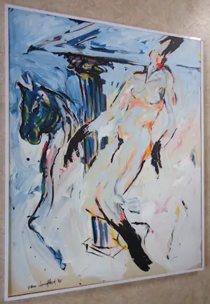 Peter van den Hurk - NAAKTE VROUW MET PAARD / OLIEVERF KARTON / 101x81cm / KADER / SIG / 1985 kopen? Bied vanaf 110!