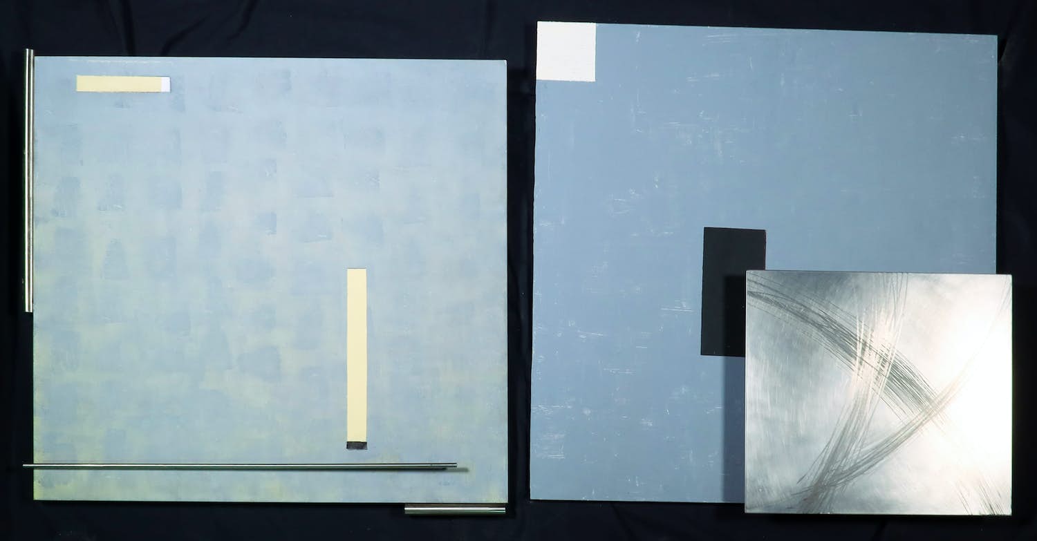 Menno Meijer - Lot van twee 3d-geometrisch-abstracte werken in gemengde techniek (verf, metaal) kopen? Bied vanaf 50!