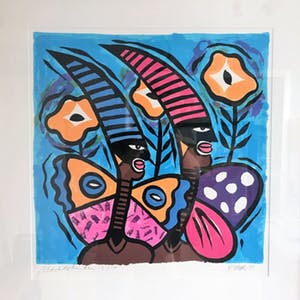 Clemens Briels - Zeefdruk, Nachtvlinders kopen? Bied vanaf 120!