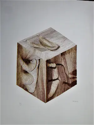 Pol Bury - gevierd Op-Art / Kinetisch kunstenaar - "houten Kubus" - gesigneerd kopen? Bied vanaf 1!