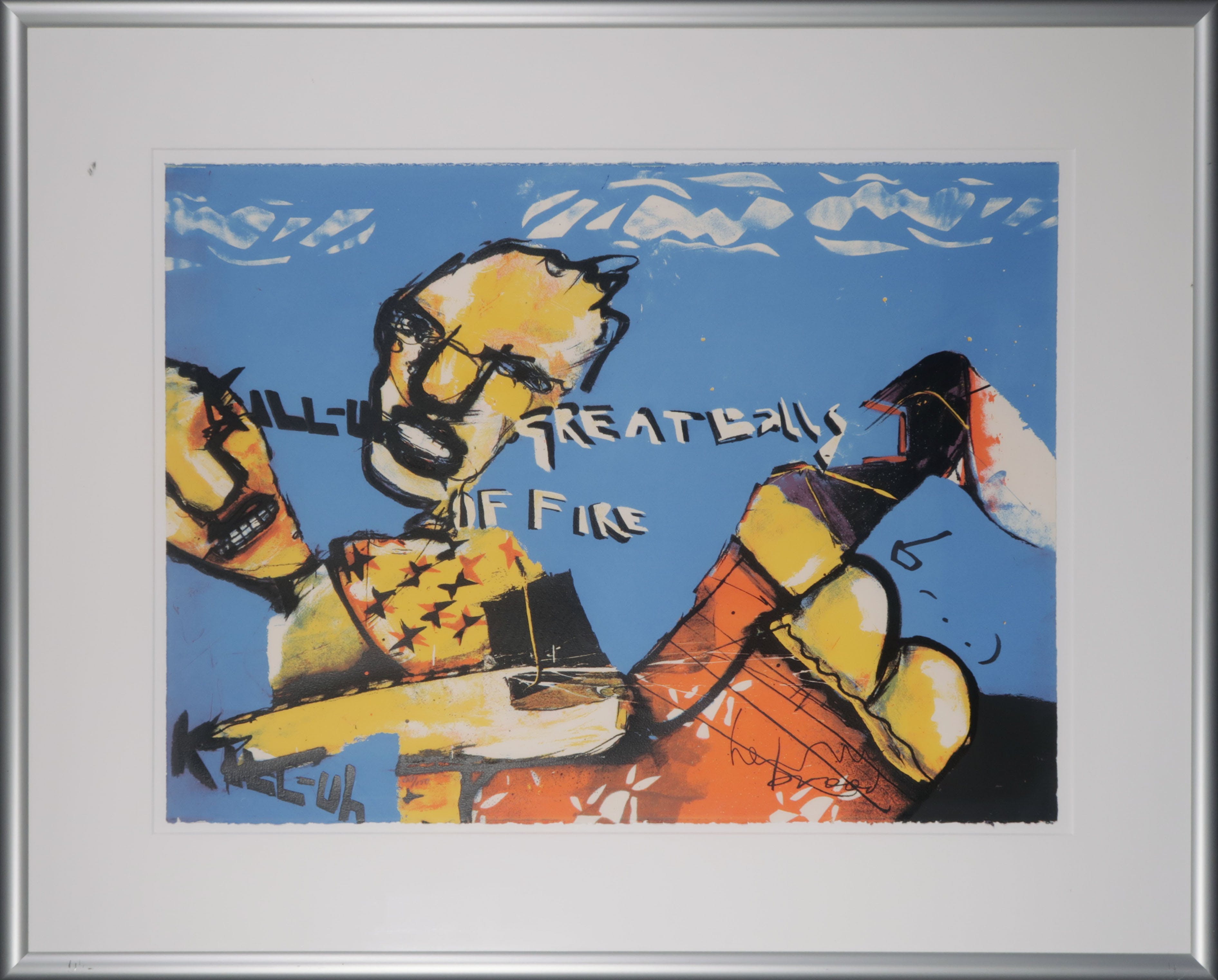 Herman Brood - Zeefdruk, Great Balls of Fire - Ingelijst (Groot) verkocht voor € 300!