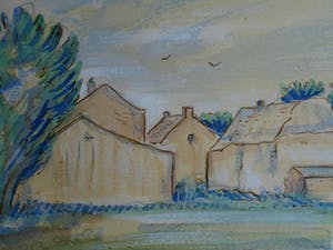 Anton Lutgerink - Ingelijste gouache, Vroege ochtend – gesigneerd - 1980 kopen? Bied vanaf 40!
