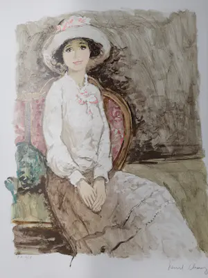 Bernard Charoy - Litho. Portret van een vrouw met hoed. kopen? Bied vanaf 35!