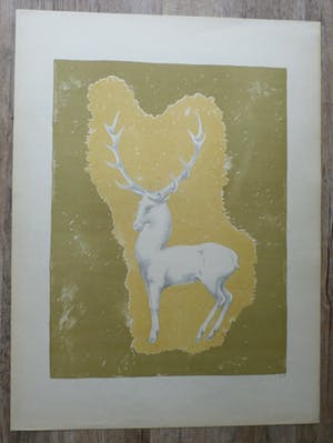 John Raedecker - Kleurenlitho: Hert kopen? Bied vanaf 40!
