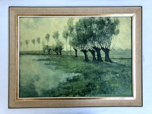 Ad van der Kop - Knotwilgen - Olieverf op doek, Fraai Ingelijst kopen? Bied vanaf 175!