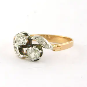 ART NOUVEAU 18k gouden ring met old mine cut en roos geslepen diamanten kaufen? Bieten Sie von 635!