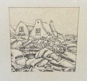 Niet of onleesbaar gesigneerd - C28579-2, pentekening Vrouwenrecht Delft kopen? Bied vanaf 10!