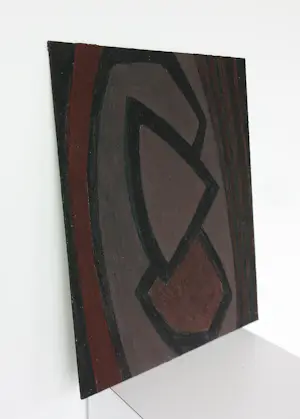 Janus Nuiten - Gemengde techniek (verf met structuur) op board, Abstracte compositie in paars kopen? Bied vanaf 50!
