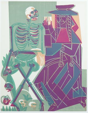 H.A.P. Grieshaber - Houtsnede op Japans papier, Totentanz von Basel - Ingelijst kopen? Bied vanaf 1!