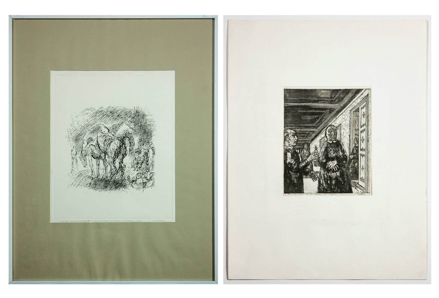Jan van Helden - Ets, Set van twee etsen - Ingelijst & los kopen? Bied vanaf 60!