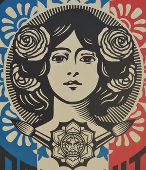 AcheterShepard Fairey - LIBERTÉ, ÉGALITÉ, FRATERNITÉ - gesigneerd? Enchérissez de 1!