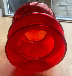 Niet of onleesbaar gesigneerd - Rode XL vintage glazen vaas kopen? Bied vanaf 1!