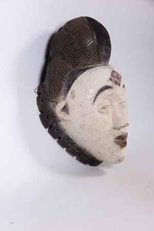 Punu - Hout, Wit feestmasker kopen? Bied vanaf 1!