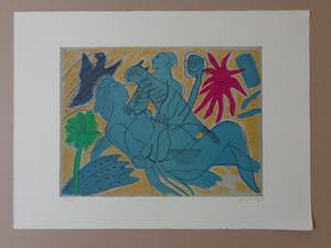 Corneille - KOPPEL & KAT & VOGEL / KLEURLITHO / 53x73cm / SIG / 1989 kopen? Bied vanaf 165!