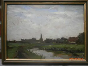 Jan Hendrik Weissenbruch - Polderlandschap met dorpsgezicht kopen? Bied vanaf 520!
