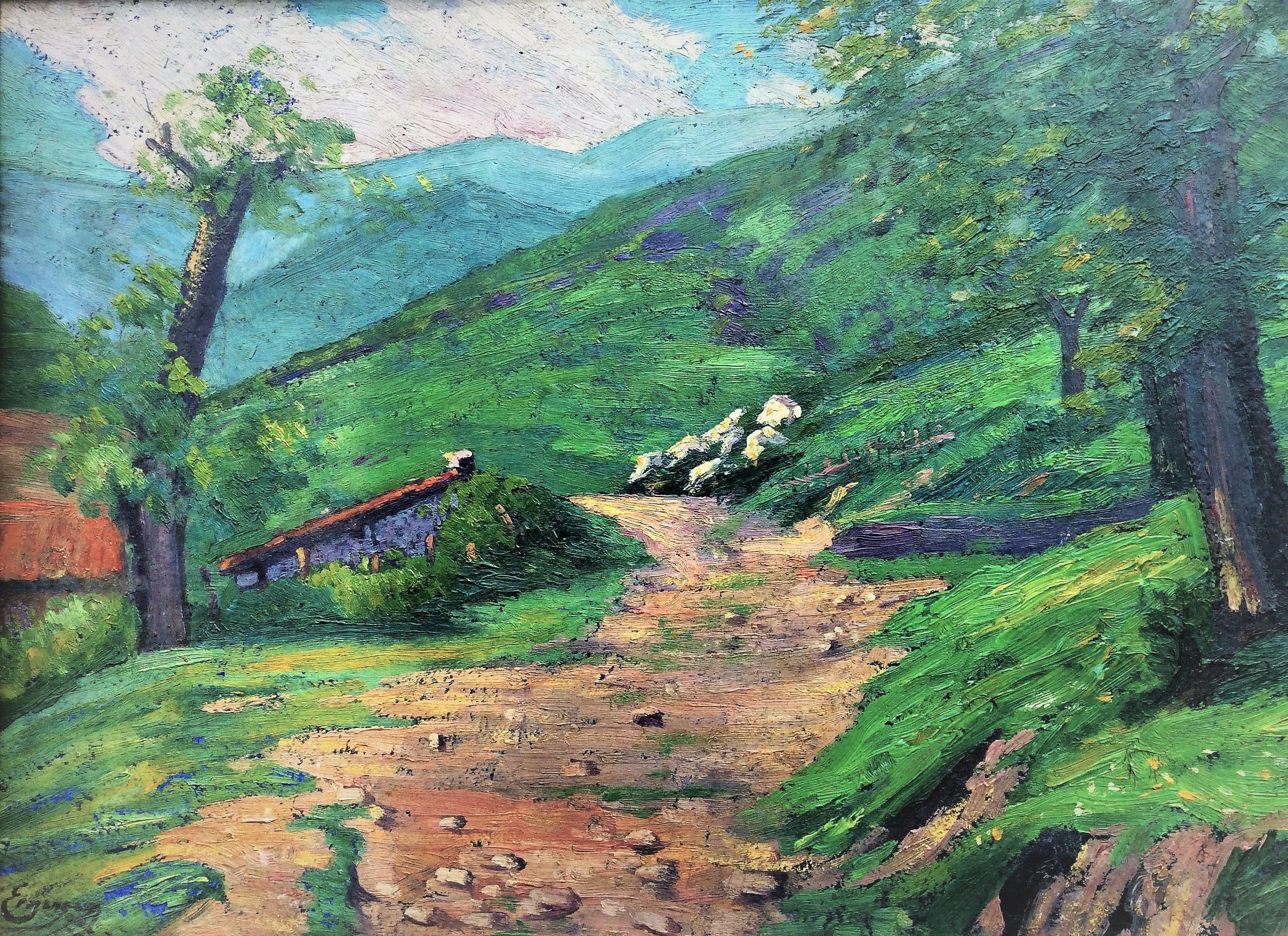 Frans Ermengem - kleurrijk zonnig landschap verkocht voor € 39!