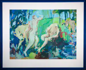 Buy Willem Janssen - Acryl op papier, Dansende vrouwen - Ingelijst? Bid from 70!