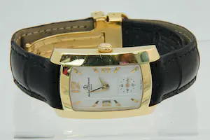 92 - Stijlvol 18Krt gouden Baume et Mercier "Hampton Milleis" polshorloge kopen? Bied vanaf 1600!