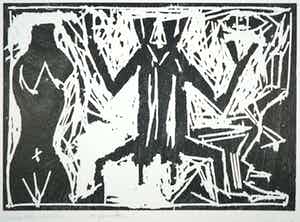 A.R. Penck - Houtsnede, Graffiti (Groot) verkocht voor € 350!