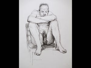 Aat Veldhoen - Zittende naakte man - Rotaprint kopen? Bied vanaf 40!