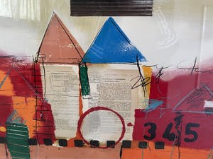 Theo Koster - Zeefdruk, Zonder titel (Torens) - Ingelijst (Groot) - Nr. 58 kopen? Bied vanaf 150!