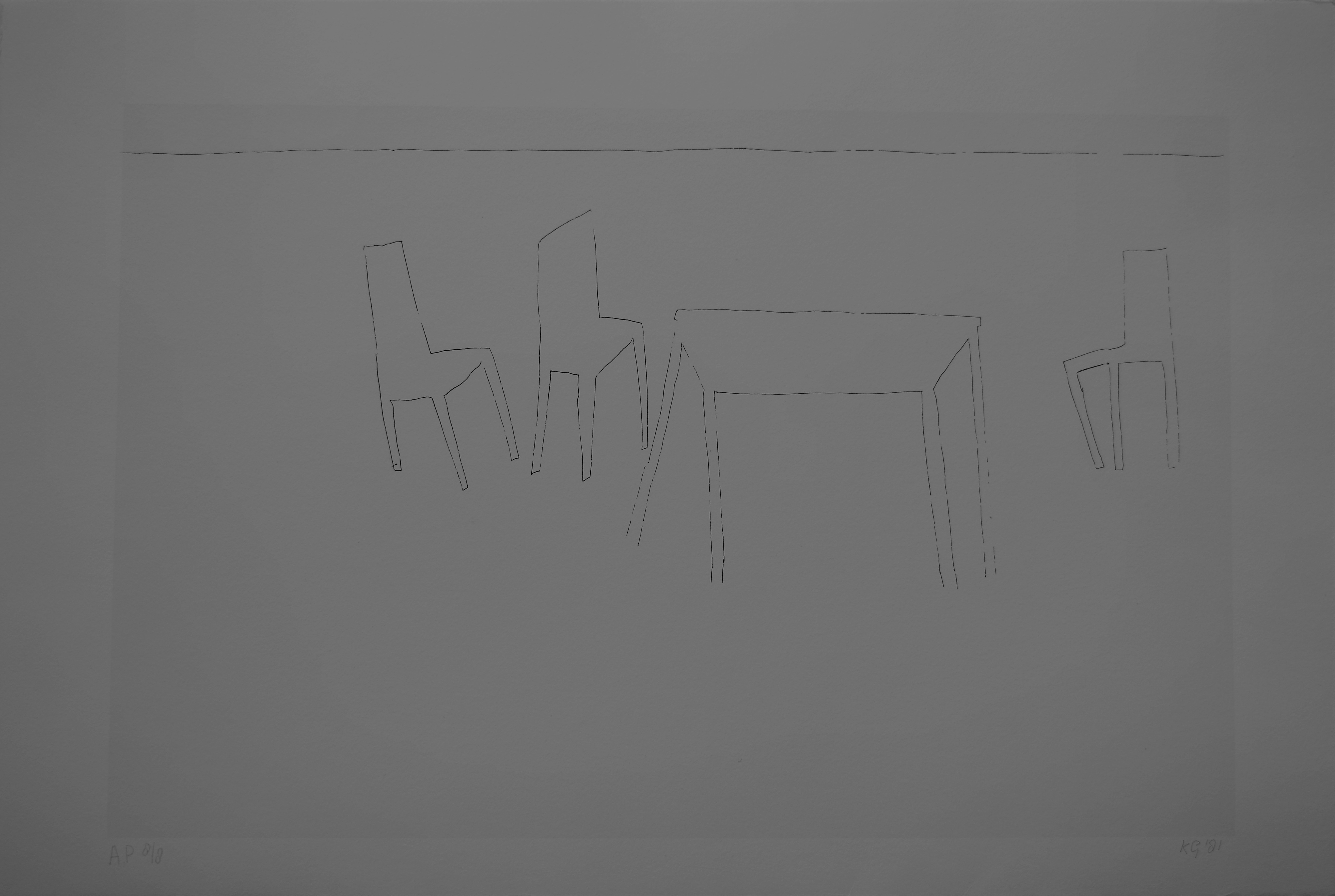 Klaas Gubbels - Interieur ( uit de map "Verlegen Schaduwen") verkocht voor € 1!