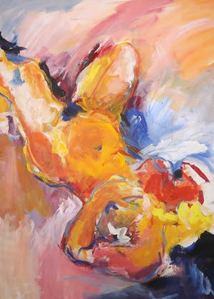 Franscz Witte - Acryl op papier, Naakten (Groot, dubbelzijdig beschilderd!) kopen? Bied vanaf 80!