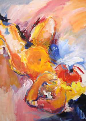 Franscz Witte - Acryl op papier, Naakten (Groot, dubbelzijdig beschilderd!) verkocht voor € 80!